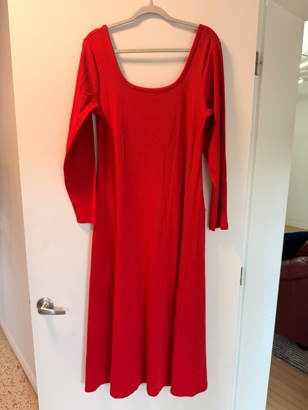 Classic Red Scoop Neck Long-Sleeve Dress - Women's Old Navy